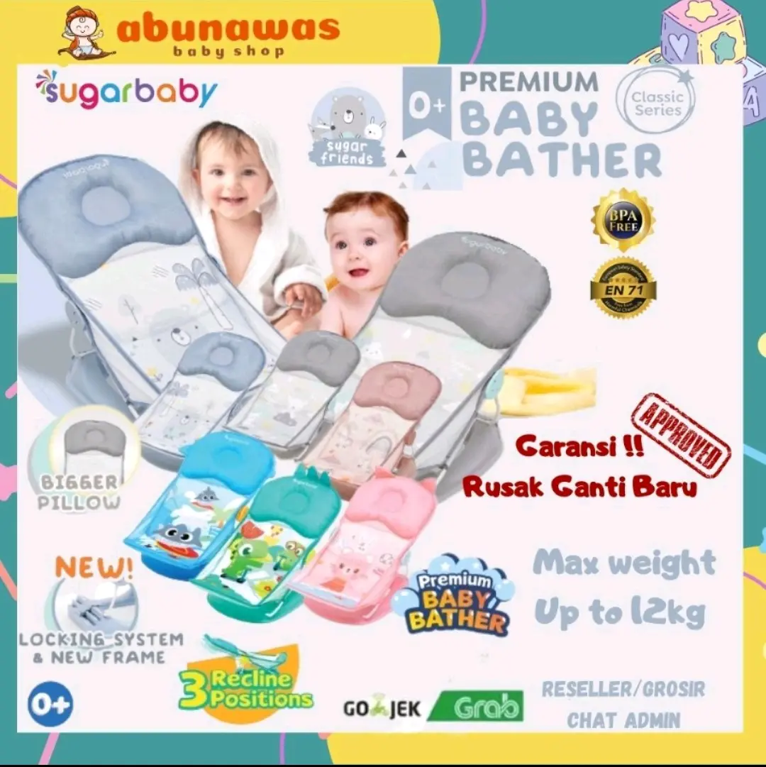 {FREE BUBBLE WRAP}Sugar Baby Deluxe Baby Bather (Tempat Mandi Bayi) Baru lahir Bayi
