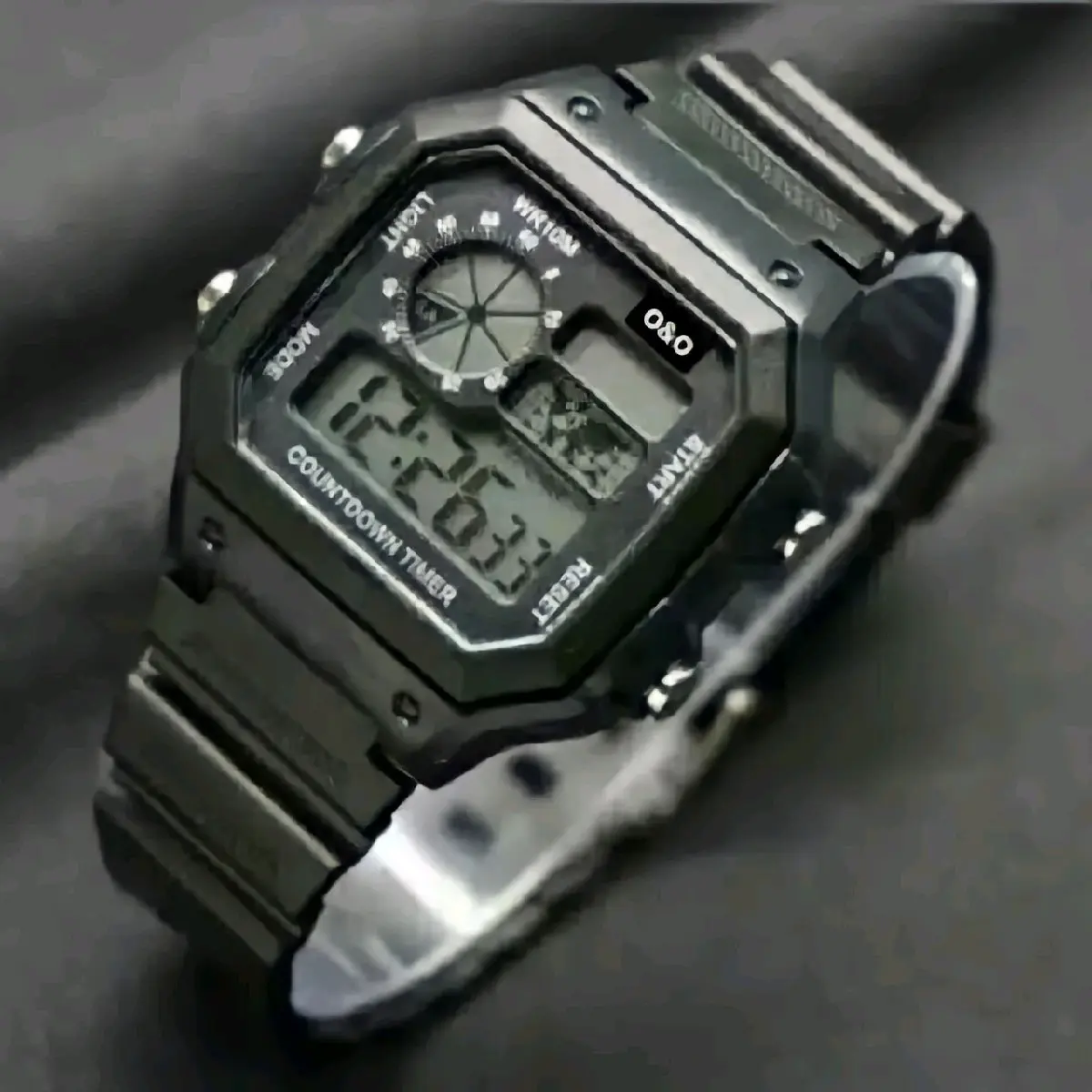 Jam Tangan Q&O Digital Anak Tanggung Strap Rubber Black Series