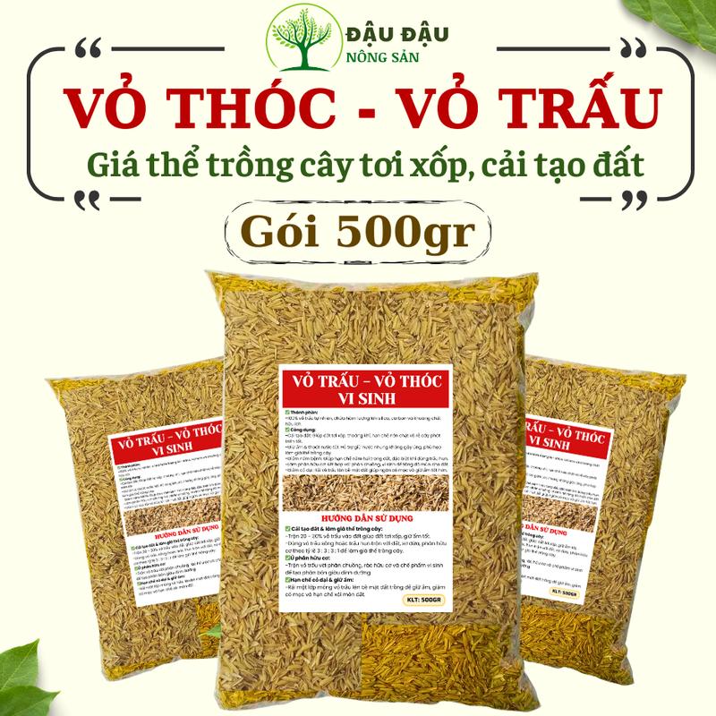 Vỏ trấu, vỏ thóc vi sinh làm giá thể trồng cây, cải tạo đất, lót chuồng gà…
