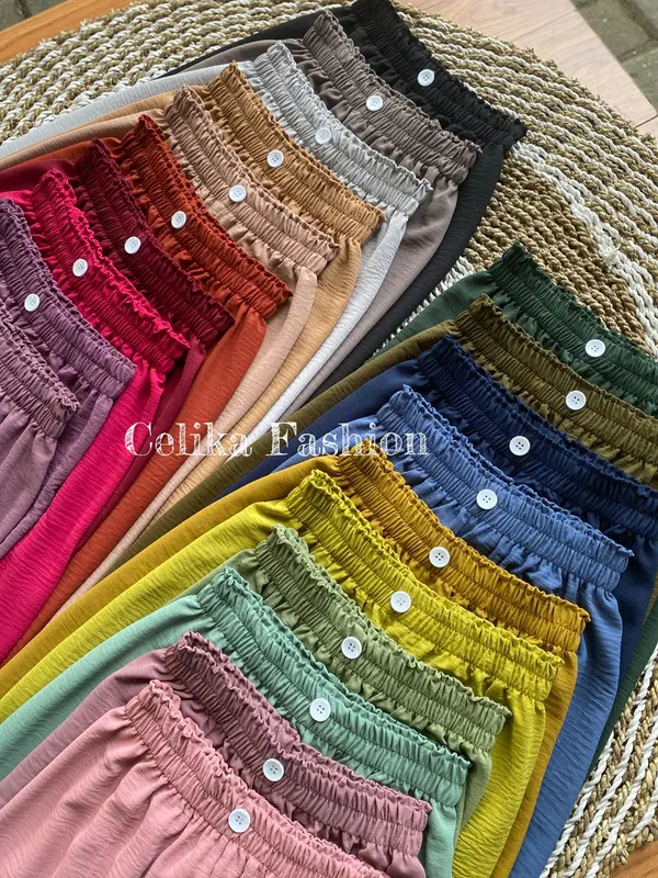 CELIKA || RAISA Celana Kulot Wanita Airflow Krinkel Premium | Celana Kulot Raisa Button | Celana Kulot Polos Premium 5