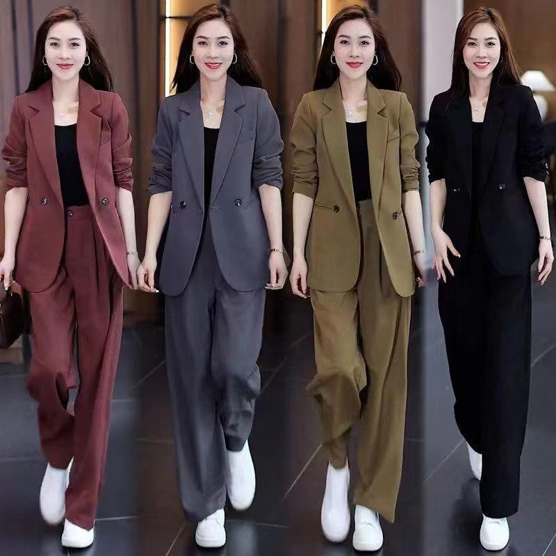 Bộ Đồ Ngoại Cỡ, Chuyên Nghiệp, Hàng Mới Về Mùa Xuân 2025, Dáng Rộng Rãi Và Bó Sát, Áo Khoác Blazer Thường Ngày Quần Ống Rộng, Bộ Hai Mảnh 0