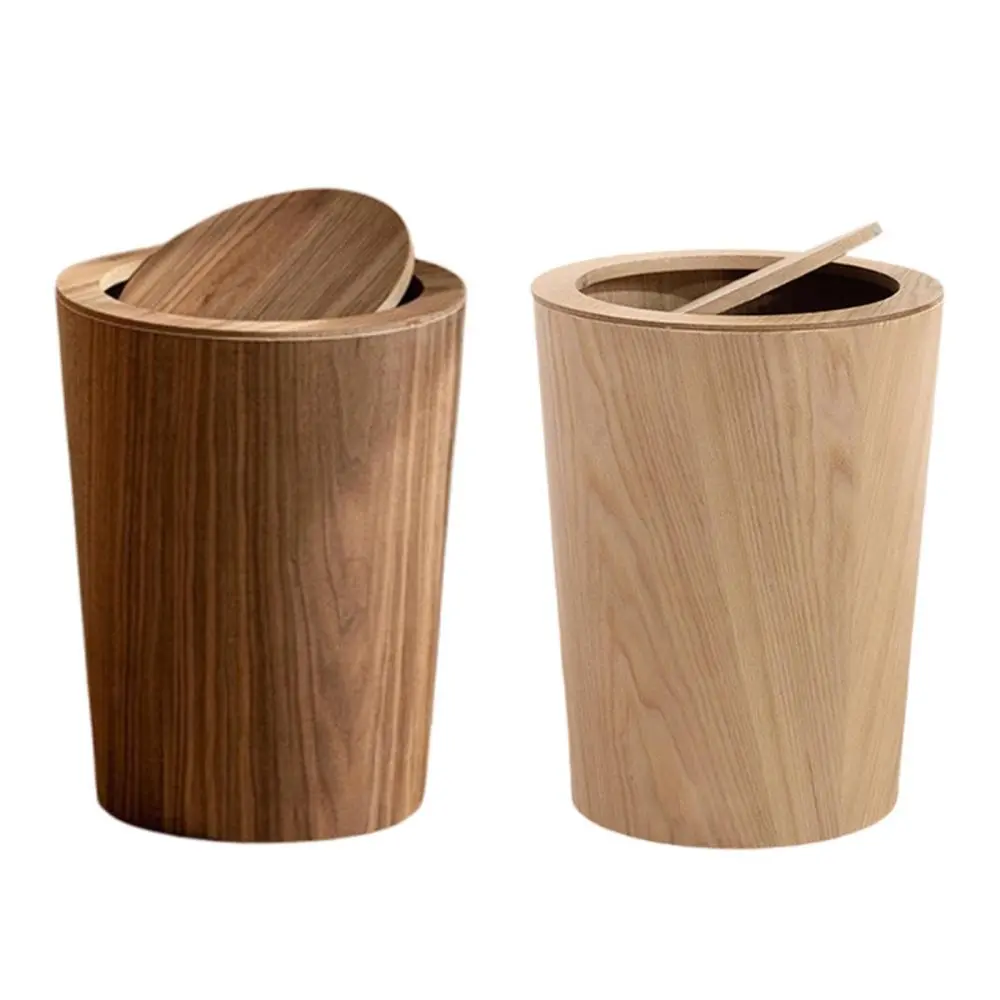 Wood Trash Can with Lid Kitchen Garbage Basket for Kitchen Home Bedroom
