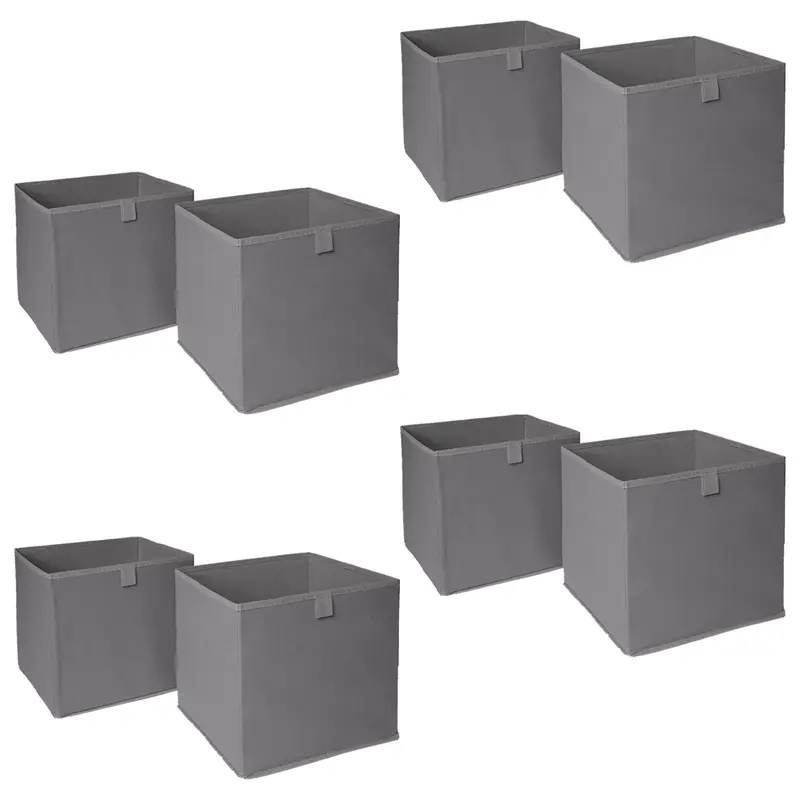OHS Foldable Fabric Storage Boxes Collapsible Square Cube Organiser Multi Pack 8