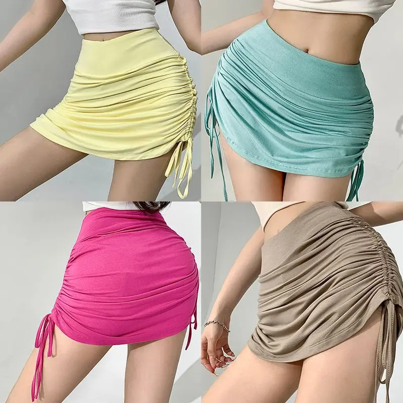Chân Váy Ngắn Bó Sát Phong Cách Gợi Cảm Và Dễ Thương, Thiết Kế Độc Đáo Của Phụ Nữ, Dây Rút Ruched, Dáng Ôm, Chân Váy Nửa, Chân Ái Bó Sát, Bán Chạy