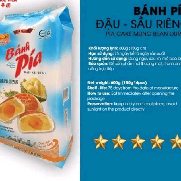 Combo 2 cây bánh pía 5sao Tân Huê Viên đặc sản của sóc Trăng .( 600g x2) 4 cái 150g x2. Food Cake 5