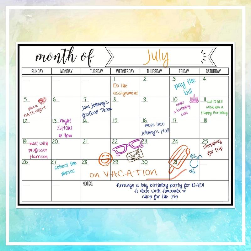Magnetic Monthly Calendar, 1 Count Refrigerator Planner  Dry Erase Board, Planning Board for Kitchen Office School Refrigerator 7