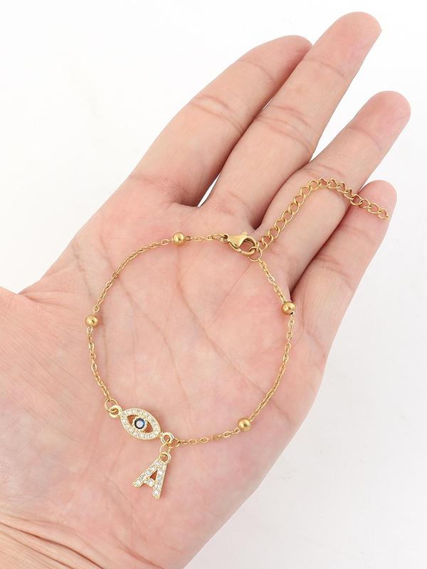 Eye Design Bracelet, Fashionable Letter Charm Decor Bracelet for Women & Girls, Trendy All-match & Exquisite Jewelry for Birthday Gift 3