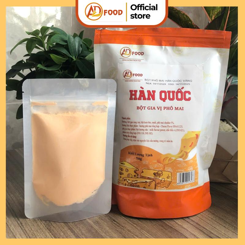 100g Bột phô mai HÀN QUỐC ADFOOD màu vàng - mùi thơm đặc trưng, làm gia vị lắc cho khoai tây chiên, gà rán, bắp rang bơ, tokbokki lắc phô mai hoặc kết hợp với sốt..