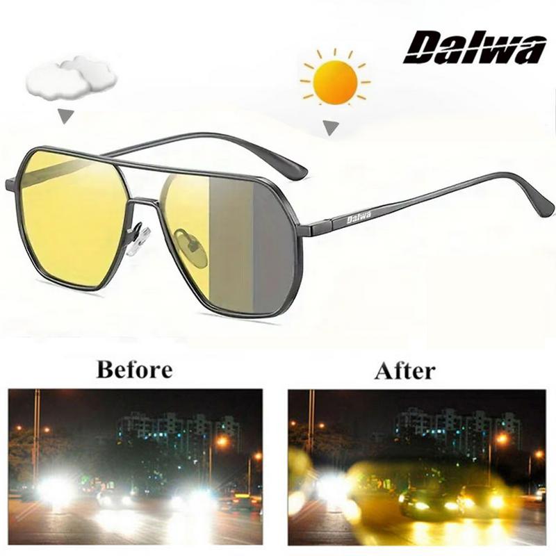Kính Râm Đổi Màu, Dalwa, Ngày Và Đêm Nhìn Thấu, Thích Hợp Để Lái Xe Mưa, Phân Cực, Chống Chói, Linh Hoạt, Dành Cho Nam Giới, Thích Hợp Để Lái Xe, Câu Cá, Thể Thao Ngoài Trời, Bảo Vệ UV400, Kính Mắt Nam, Thể Thao Ngoài Trời