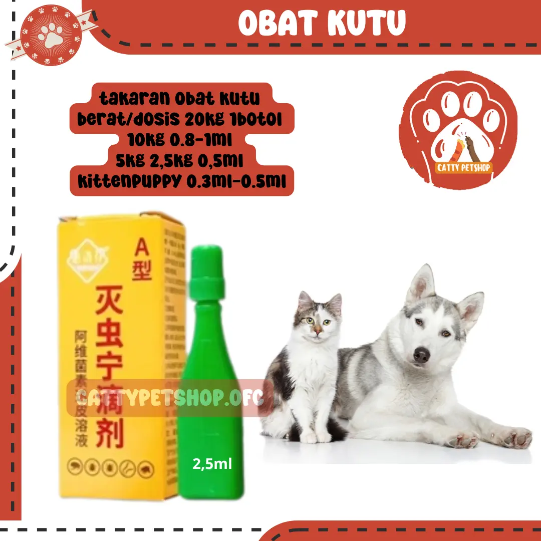 CATTYPETSHOP Obat Kutu Kucing Anjing Tetes Tengkuk Terbukti Ampuh ORIGINAL Obat Kutu Anjing Kucing 2.5 ml Obat Kutu Tetes Hewan - Obat Kutu Detick Kucing & Anjing