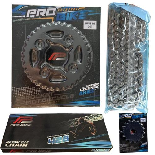 Bộ nhông sên dĩa Pro-Bike cho Wave RS, Future 1, Neo, X có thông số 14T - 36T- Sên 428 (sên 9ly dài 108 mắc)(060022)