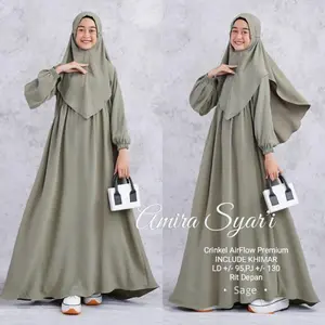 Gamis Anak Syar'i Set Hijab Tanggung 14 Tahun Amira Dress Plus Kerudung  Bahan Crinkle Airflow Busana Muslim Anak Perempuan Tanggung Lebaran 2023  Syar'i  Elegan Mewah Terbaru Kekinian Viral Baju Polos Dewasa Panjang