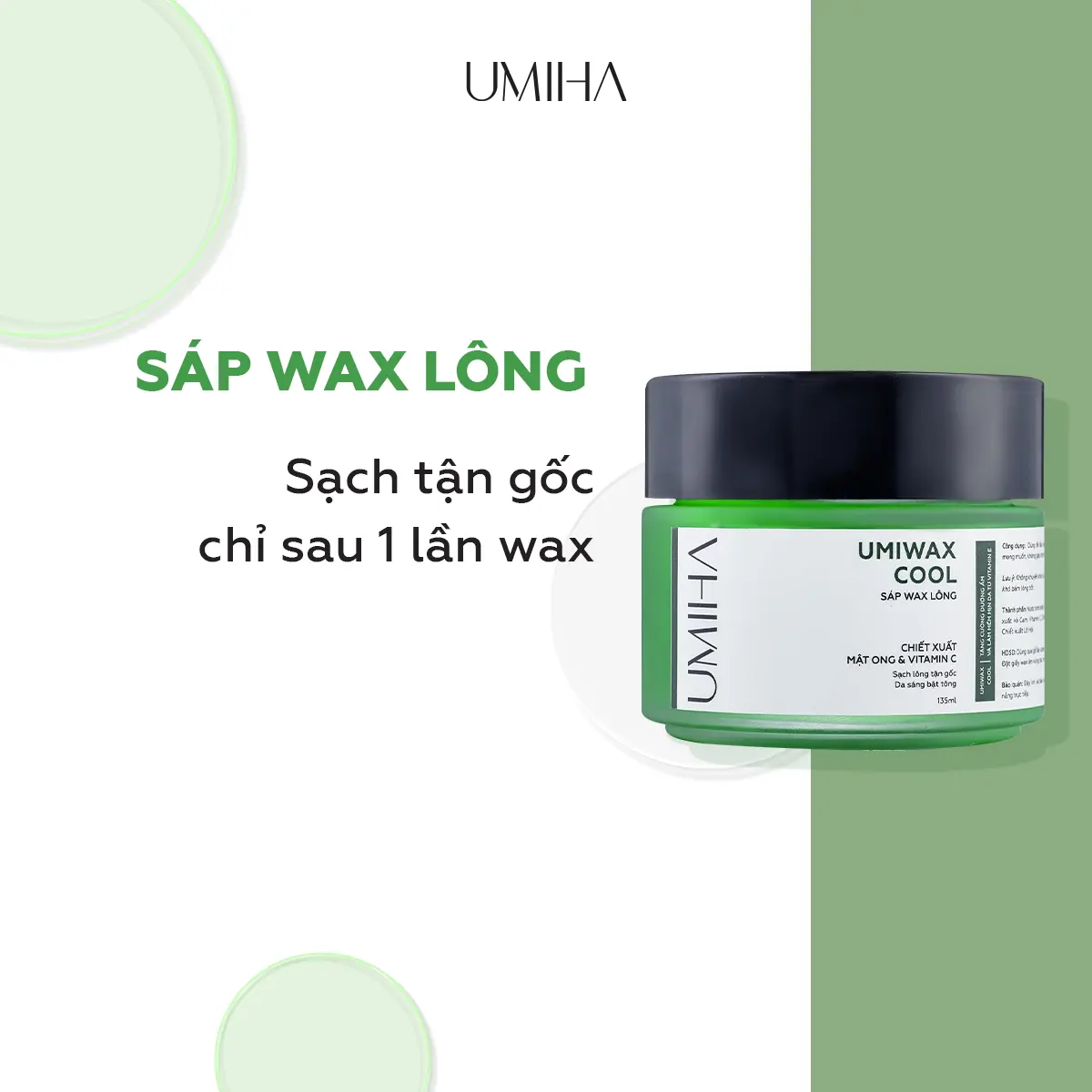 Sáp wax lạnh UMIHA 95g | Sáp wax lông tận gốc, lấy đi tế bào chết, sáng mịn da nhờ Vitamin E và C