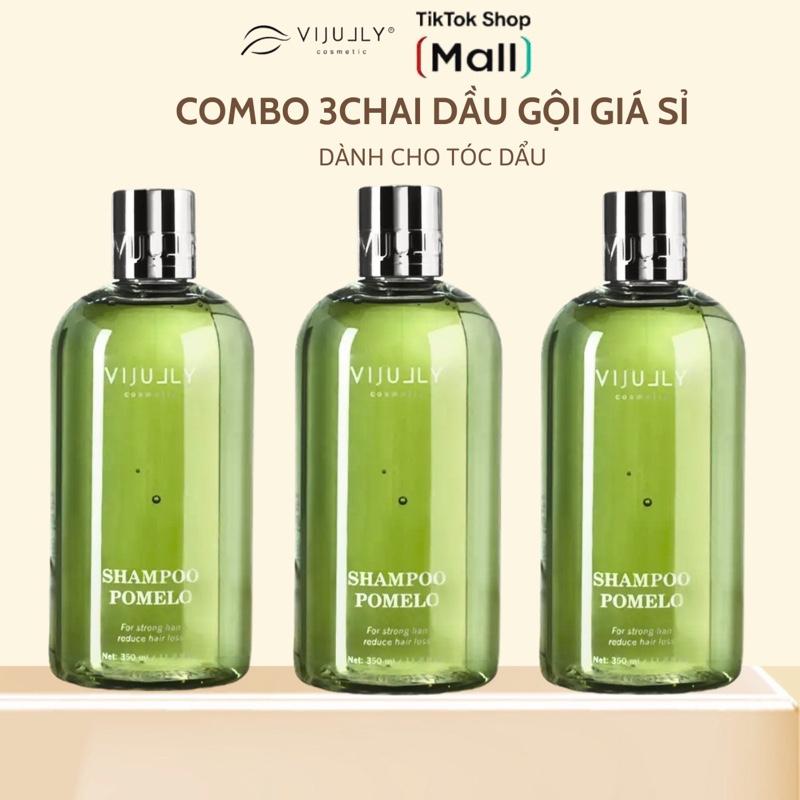    3- 5Chai Giá Sỉ  Dầu gội bưởi Vijully 350ml - Hỗ trợ giảm rụng tóc - Phiên bản kiềm dầu - Dưỡng Ẩm Chăm Sóc Tóc Dưỡng Tóc Nam và Nữ 