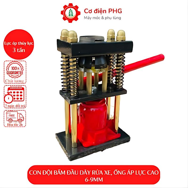 Máy bấm đầu ống áp lực cao 8-14mm thủy lực 3 tấn đội bấm dây rửa xe dây áp lực cao | Máy bấm đầu ống thủy lực 6 chấu và 8 chầu