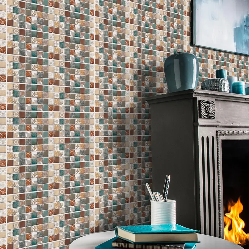 Retro Pattern Tile Sticker, Waterproof Self-adhesive Tile Sticker, Durable Kitchen Wall Sticker, Wall Decor for Home Kitchen Bathroom 7