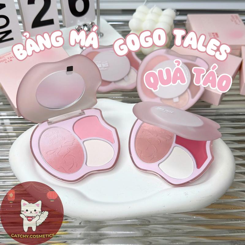   GOGO TALES  Bảng Phấn Má GOGO TALES 3 Ô Quả Táo Kèm Highlight Nhũ Lì Và Má Hồng Kem  GT731  