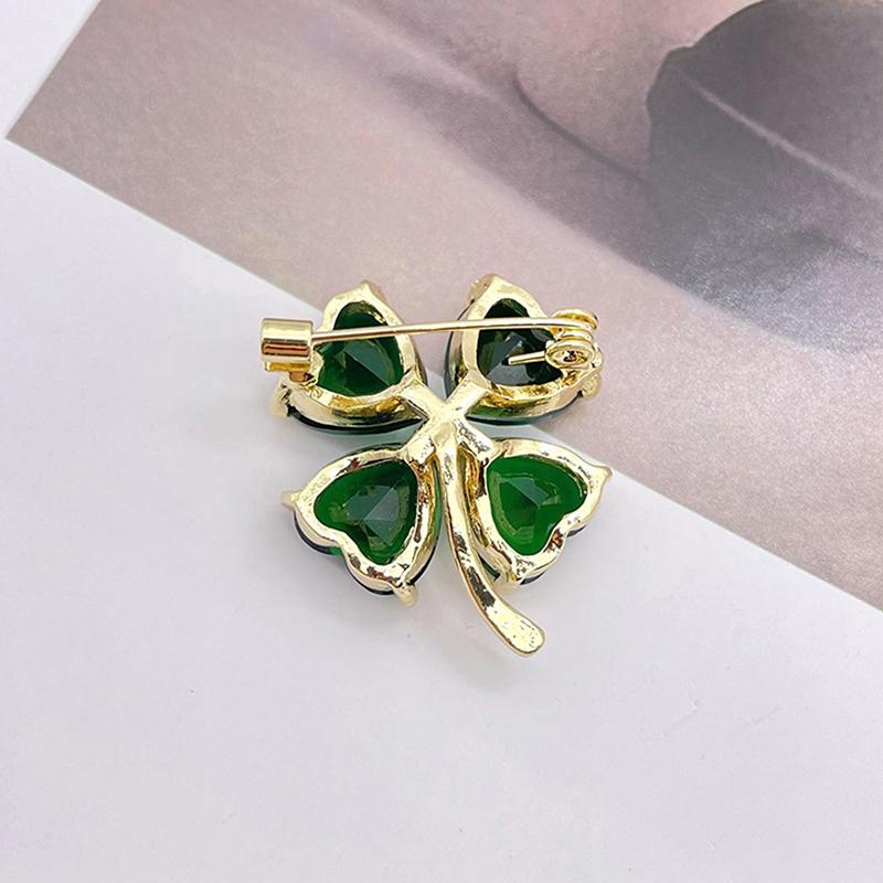 Trâm Cài Cỏ Bốn Lá May Mắn, Áo Nịt Ngực Ngọc Lục Bảo Cổ Điển Kiểu Pháp, Khóa Ghim Cố Định Cho Quần Áo, Phụ Kiện Đám Cưới Cho Phụ Nữ 3
