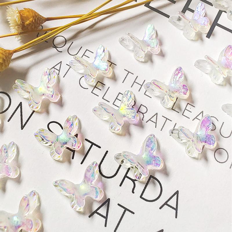 Charm Móng Tay Nghệ Thuật Hình Bướm, 30 Cái / Túi, Aurora Nhiều Màu, Đính Đá Pha Lê Resin 3D, Đồ Trang Trí Móng Tay, Đồ Trang Trí Tự Làm, Phụ Kiện Móng Tay 8