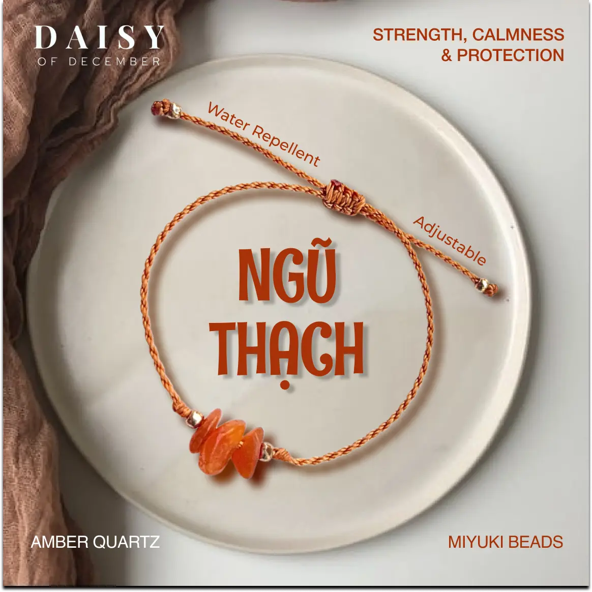 Vòng tay đá Handmade DOD - Ngũ Thạch - Freesize 13-18cm - Phụ kiện Bracelet Hoa trang sức