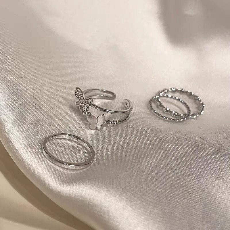 Nhẫn Bốn Mảnh Xoắn Hình Bướm, Tinh Tế Và Siêu Thanh Lịch, Dành Cho Nữ, Giá Cả Phải Chăng, Thiết Kế Độc Đáo Sang Trọng, Thời Trang, Cá Tính Duyên Dáng, Nhẫn Ngón Trỏ 5
