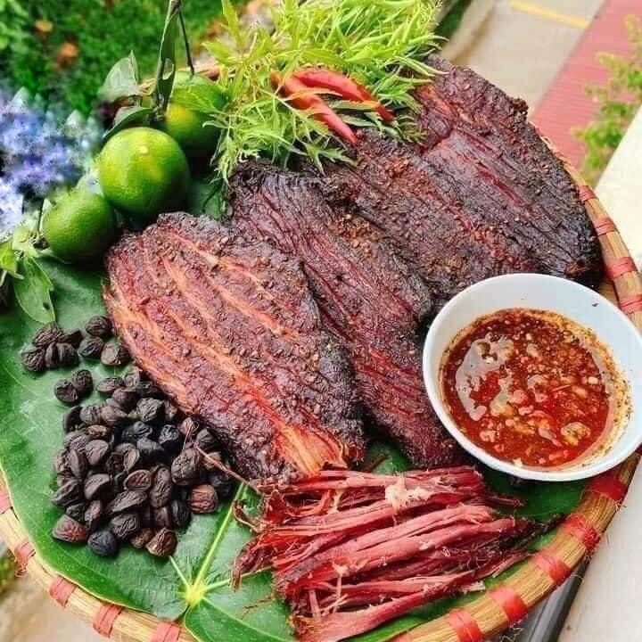 500g Thịt Lợn Gác Bếp Tây Bắc Huyền Food kèm chẩm chéo sốt Snack Cay Chua Ăn Vặt