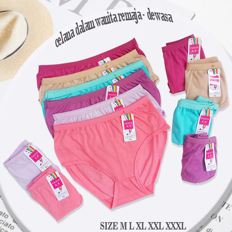 Product Introduction of 6 PCS Celana Dalam Wanita Remaja Dewasa Size M L XL XXL 4L Bahan Katun Lembut Motif Polos Warna Warni Pendek 32