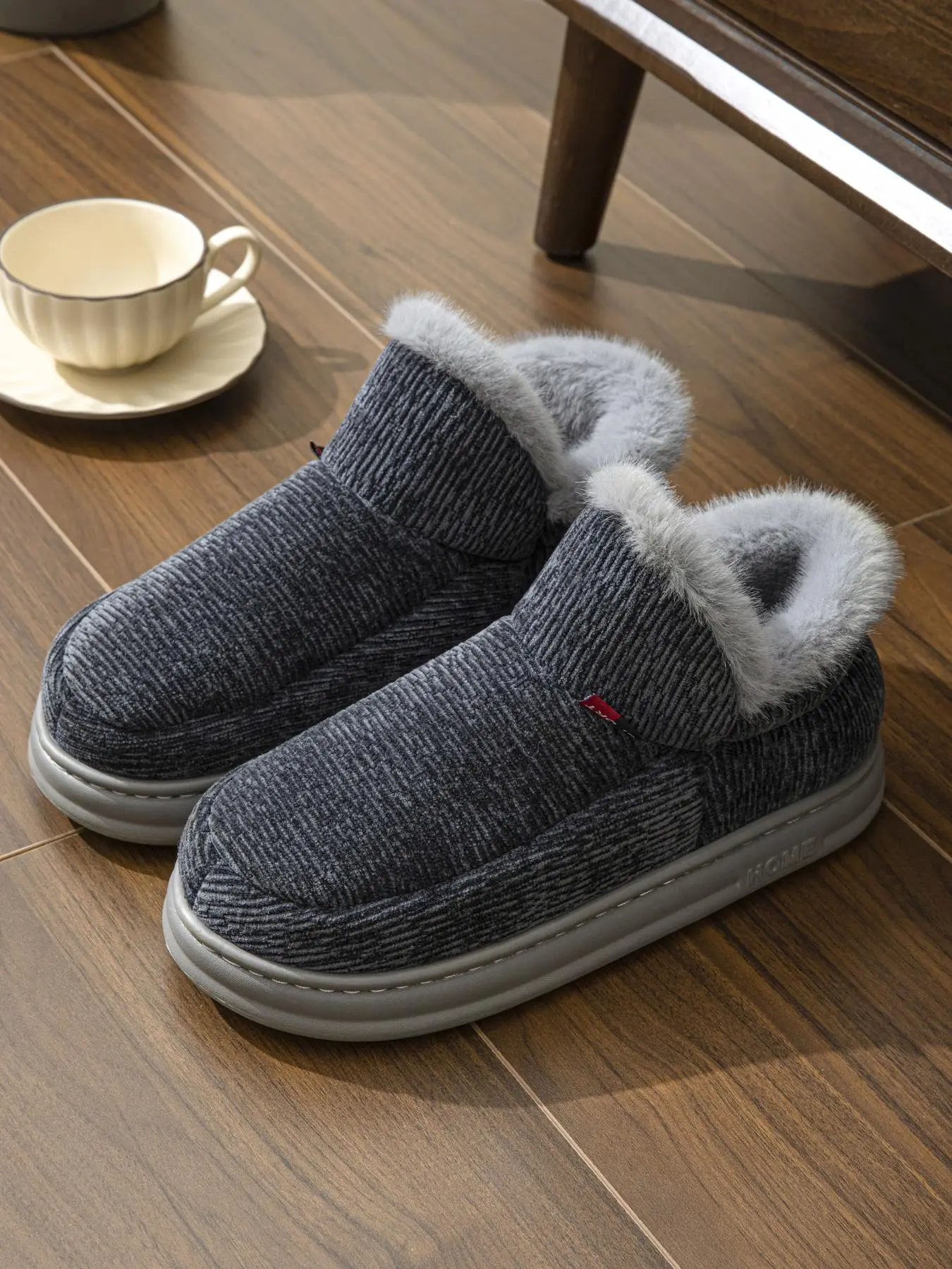 Men's Vintage Solid Color Plush Slippers, Casual Soft Comfortable Home Slippers, Warm Slippers for Indoor & Outdoor Use for Fall & Winter, Shoes for Christmas List