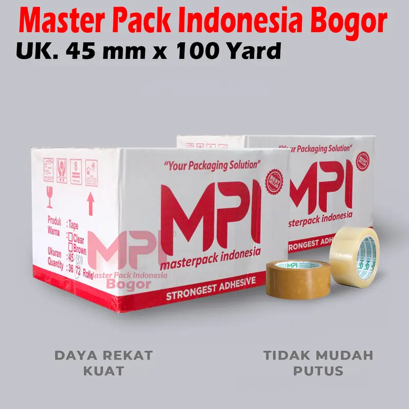 Paket 8 Pcs (6+2) - Lakban Bening 45 mm x 100 Yard Ekonomis - Lakban Packing Hemat - Master Pack Indonesia Bogor 3