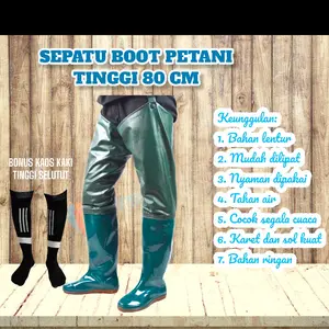SEPATU BOOT BOT BUD BOD SAWAH PETANI NELAYAN RAWA CUCI MOBIL PANJANG 80 CM ANTI AIR BANJIR ANTI KEONG + BONUS KAOS AKI