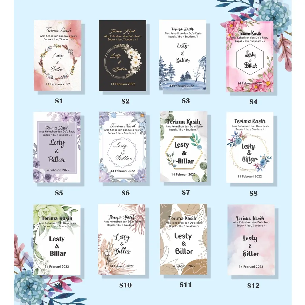 Kartu Ucapan Souvenir - Kartu Souvenir Pernikahan Custom Murah Cards Souvenir