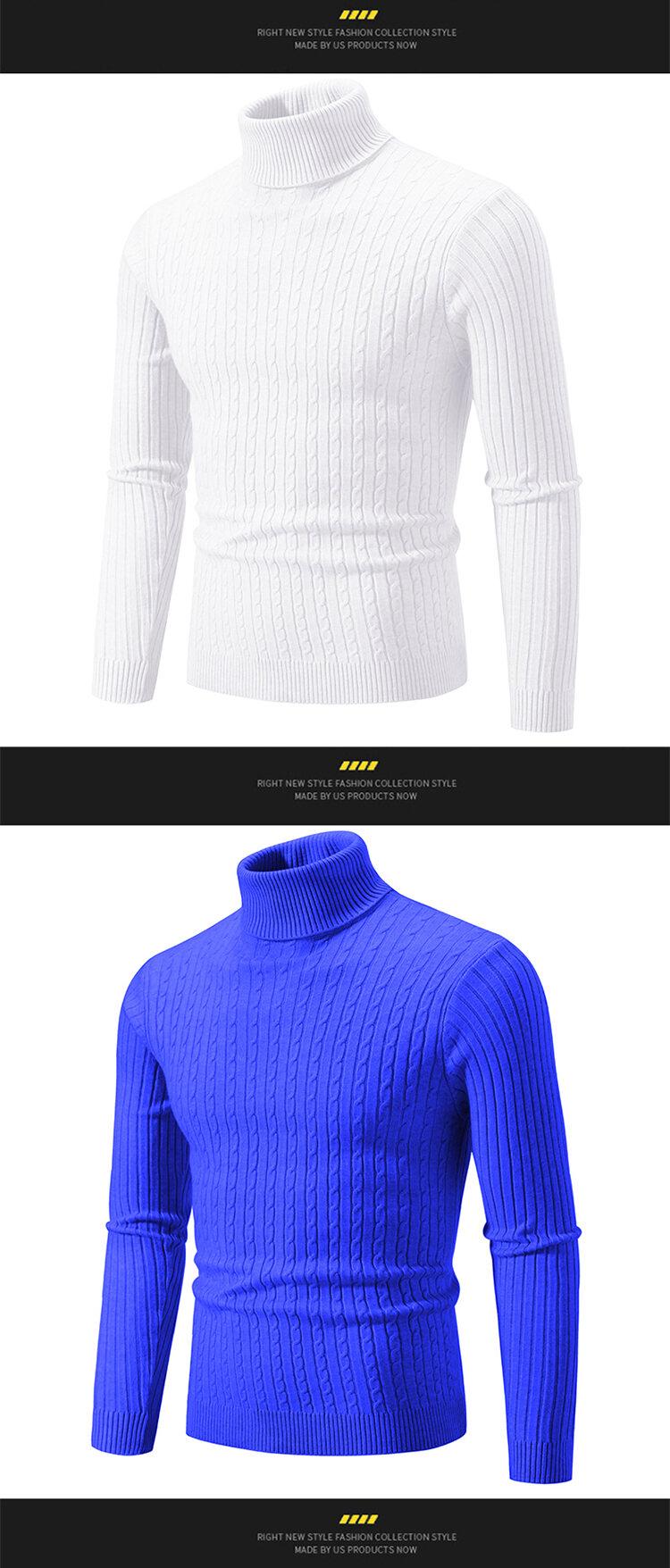 Product Introduction of Men's Turtleneck Sweater Casual Men's Knitted Sweater Warm Fitness Men Pullovers Tops Knitwear Menswear polo  shirts Collar Geometric 36
