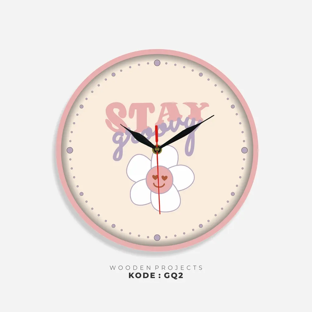 Wooden Projects Jam Dinding Groovy Retro Style Aesthetic - GQ Mesin
