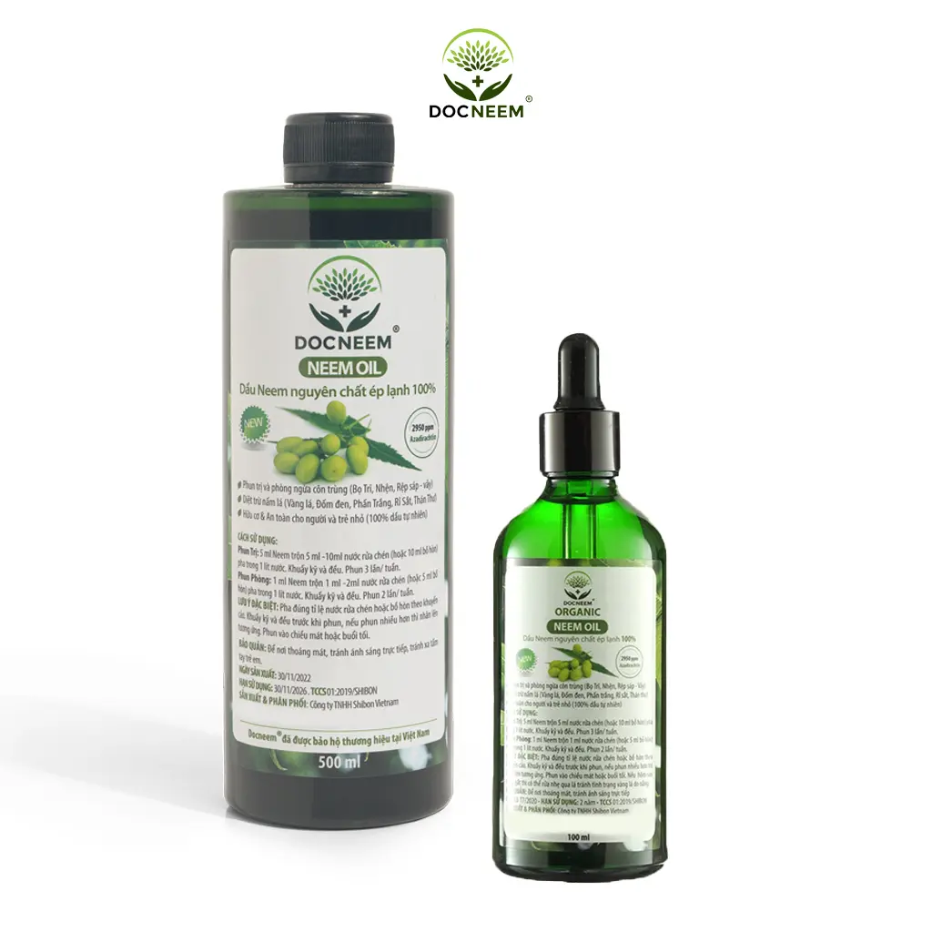Dầu neem oil DOCNEEM phân bón hữu cơ ngăn ngừa sâu bệnh hoa hồng, phong lan, cây cảnh, ép lạnh từ hạt cây neem dành cho đất trồng