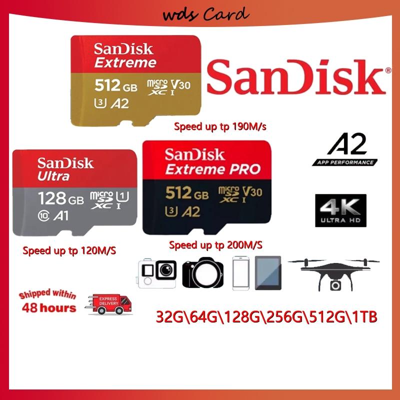 SanDisk Extreme pro Ultra microSDXC, SQUAC 32G 64G 128G 256GB 512G, A1 A2, ( เมมโมรี่การ์ด ไมโครเอสด
