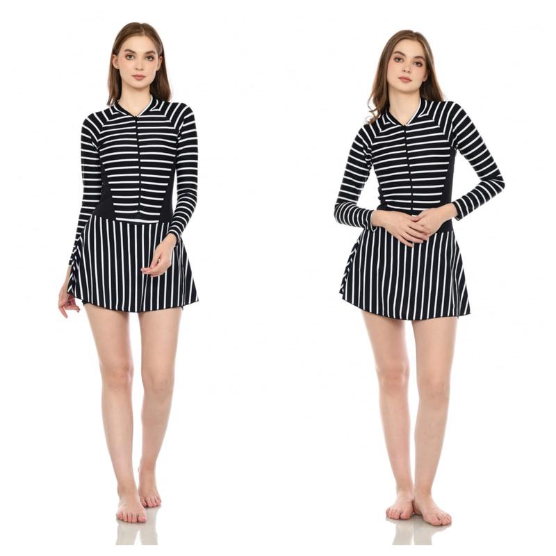 BAJU RENANG WANITA DIVING ROK CORAK LENGAN PANJANG 1