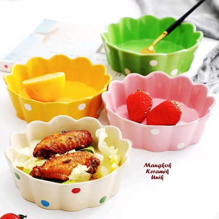 Mangkok saji Bulat Polkadot 8