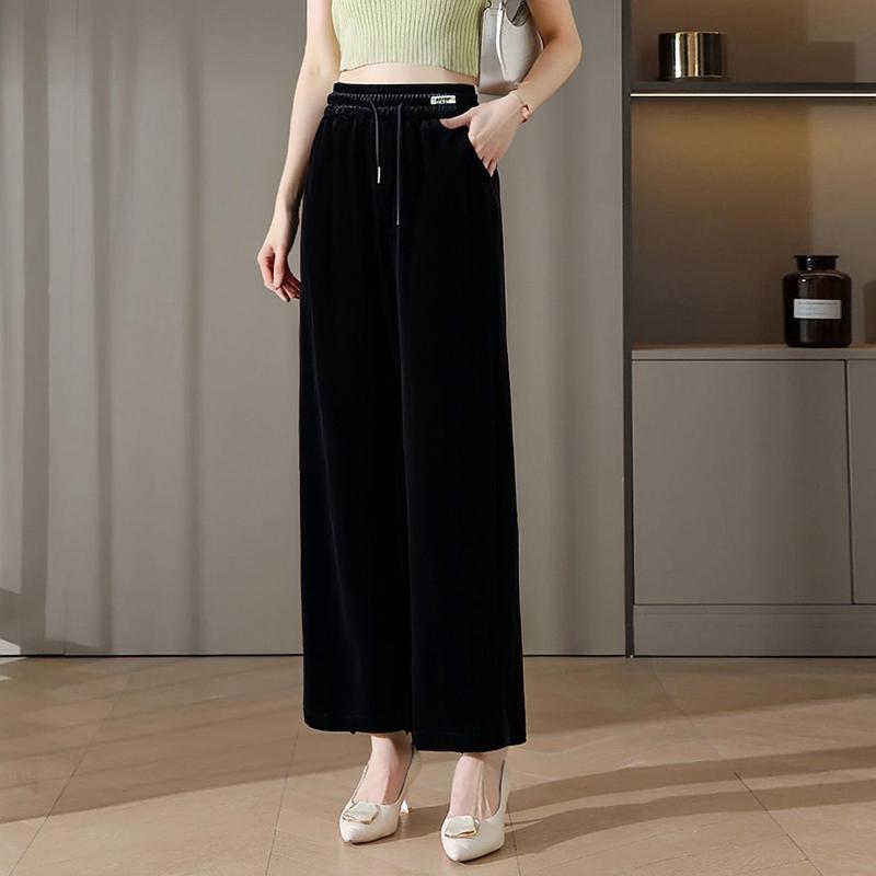 Quần Ống Rộng, Chất Liệu Pleuche Cao Cấp, Dành Cho Nữ, Hàng Mới Về Mùa Thu Và Mùa Đông, Cạp Cao, thụng, Ngoại Cỡ, Quần Thường Ngày Phiên Bản Hẹp Nhỏ, Quần Ống Đứng 8