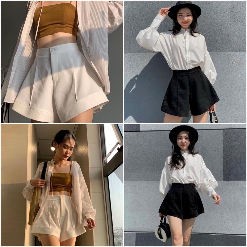 Quần short nữ ống loe quần đùi nữ ống rộng thời trang chất tuyết mưa mềm mịn