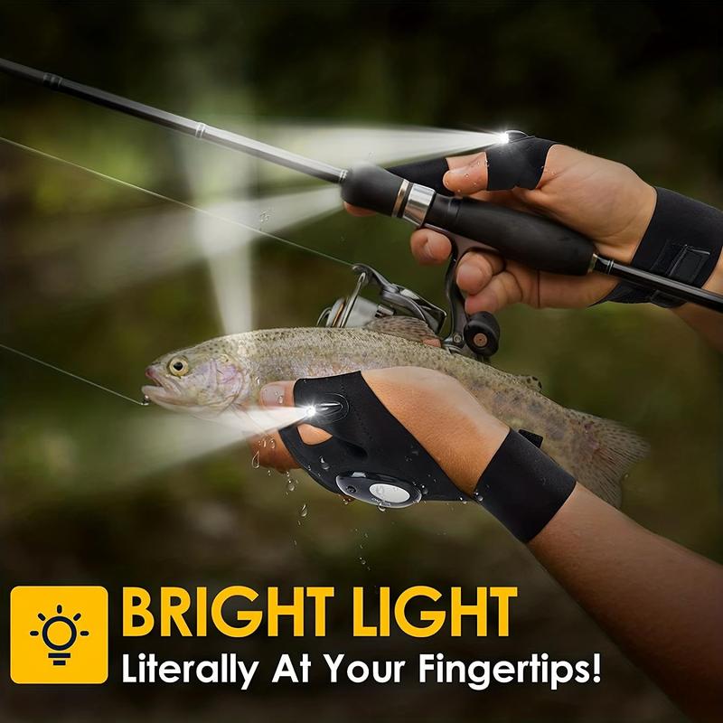 LED Light Up Gloves, 1 Pair Waterproof Portable LED Light Gloves, Fishing Gloves with Battery, Outdoor Lighting Gloves for Camping Running Cycling 3