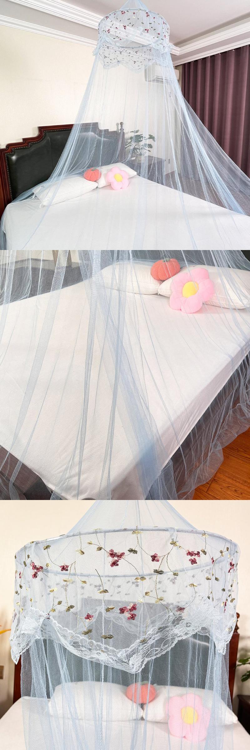 Product Introduction of 1pc Bed Canopy Girls, Embroidery Princess Dome Mosquito Net Single To King Size Bed, Suitable For Be Bedding Accessories 2
