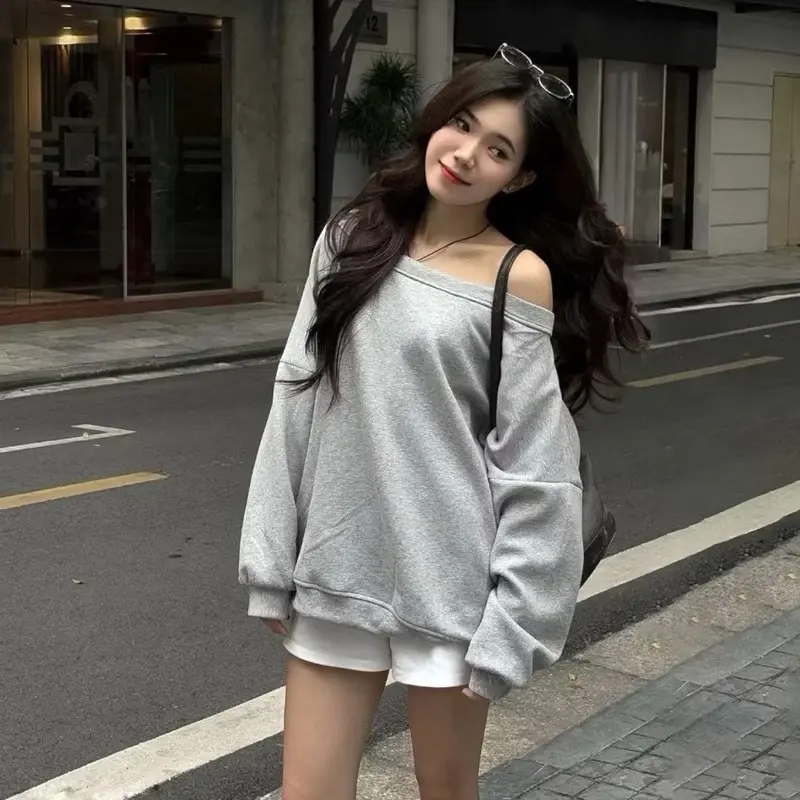 ￼ÁO THUN LỆCH VAI SWEATER CHẤT NỈ TRƠN BOONG STORE TV TRON9