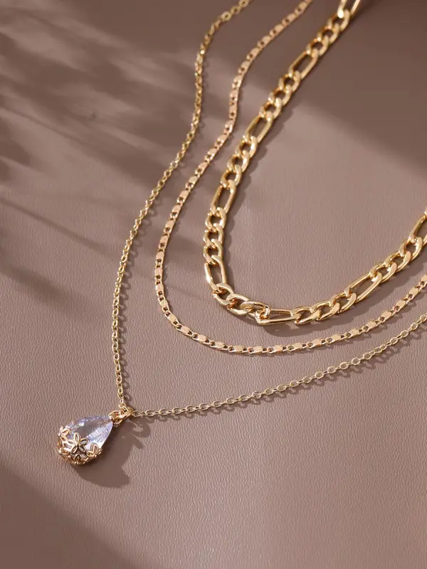 Women's Elegant Water Drop Pendant Necklace & Chain Necklace, Exquisite Trendy Chain Necklace, Chic Jewelry As Gift for Girlfriend 4