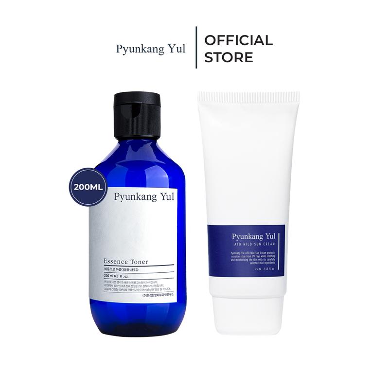 Combo Nước hoa hồng cấp ẩm Essence Toner 200ml + Kem chống nắng nâng tone làm dịu và bảo vệ da ATO Mild Sun Cream 75ml