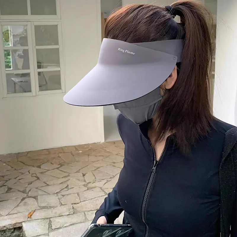 Mũ chống nắng phụ nữ màu xám đậm, kiểu dáng mới 2024, không gây vết, ôm sát đầu, mũ trời thông thoáng Phụ Kiện Đội Đầu 8