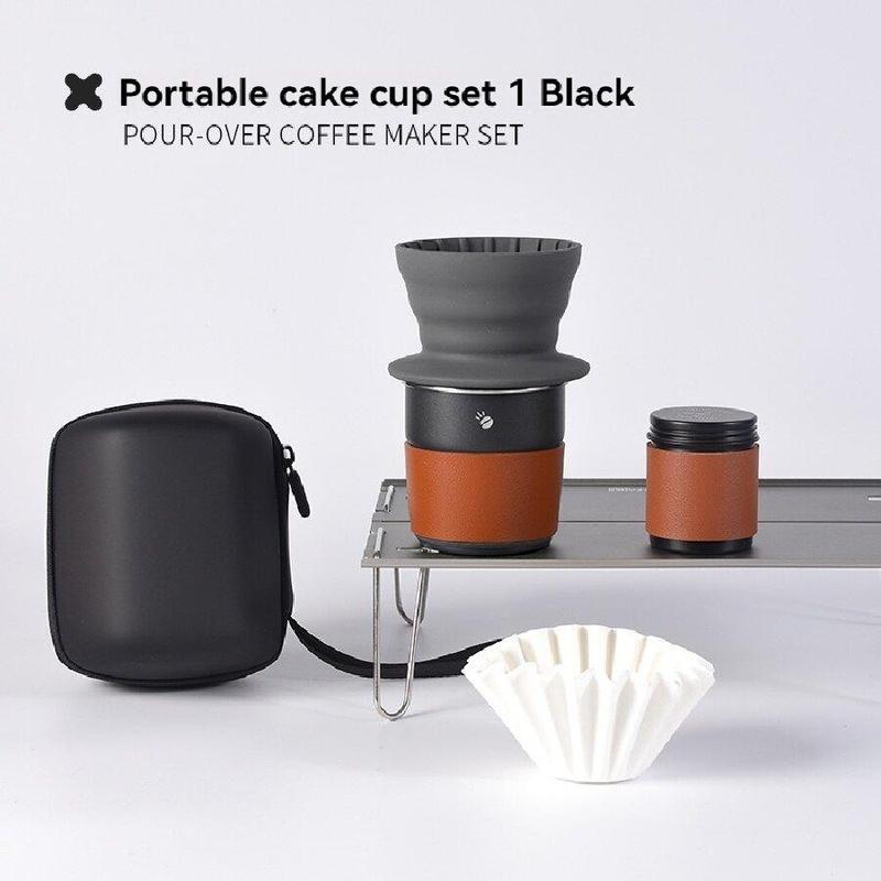 Portable Coffee Cup Set, 1 Set Outdoor Camping Coffee Maker Set, Including Coffee Pot & Filter Paper & Coffee Cup & Storage Bag, Coffee Making Tool for Outdoor Camping 3