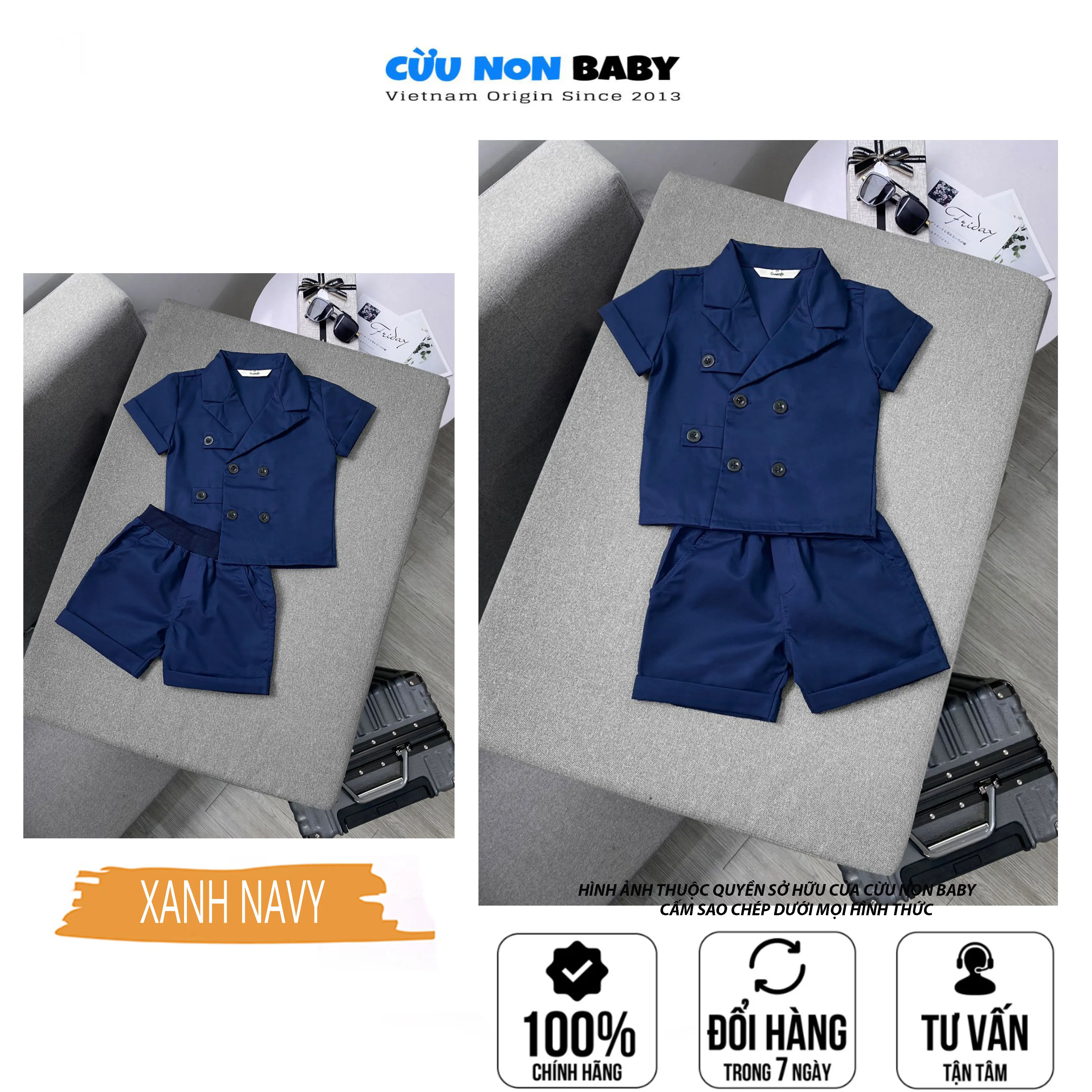[Ảnh Thật] Bộ Vest Bé Trai Công Tử Sang Chảnh  - Xanh Navy