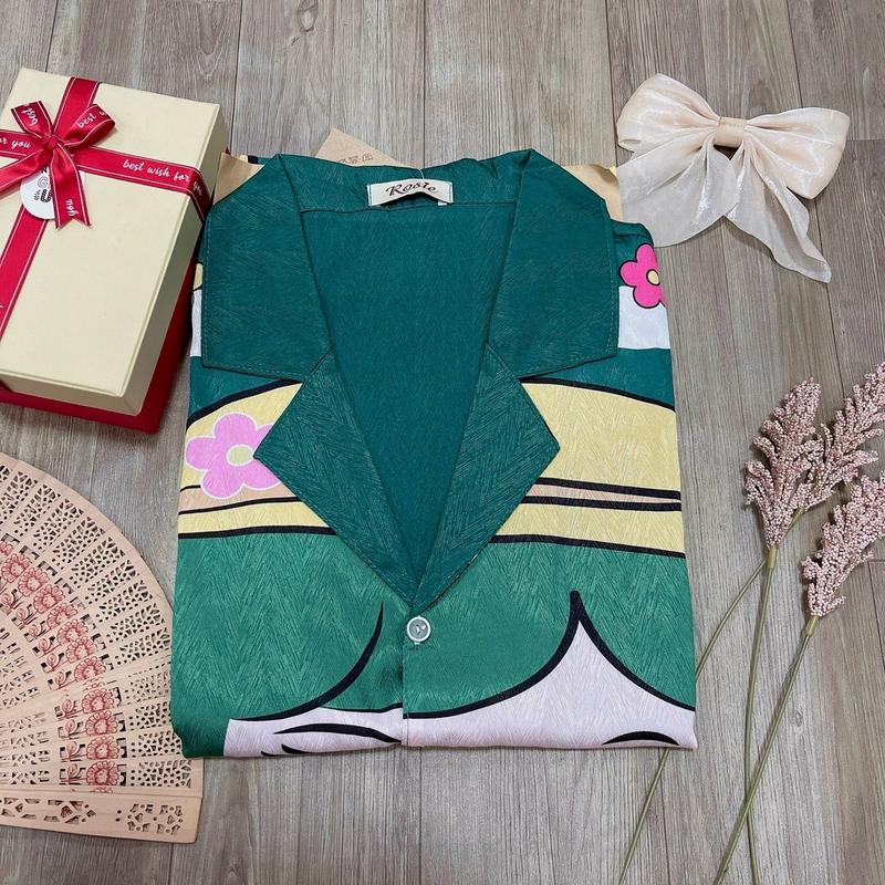 Product Introduction of Đồ Bộ Pijama Lửng Lụa Xước Hình Gấu Và Cô Gái Mau Mới 6 Màu Sắc Tay Ngắn Freesize 40-58Kg &Bigsize 60-75Kg Women 7