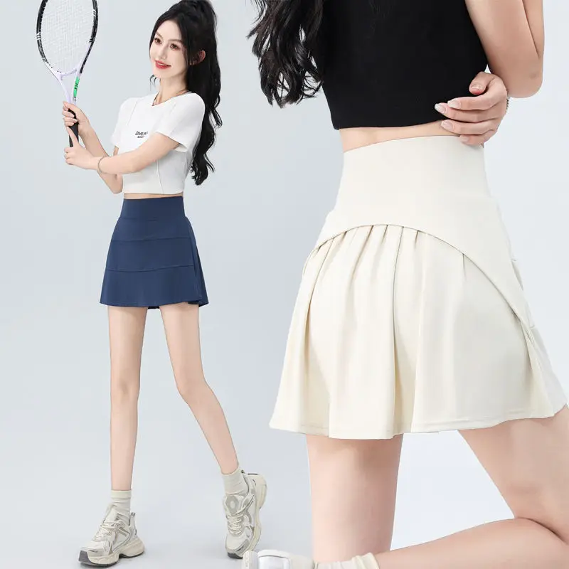 Váy Ngắn Thể Thao Cổ Cao Dành Cho Nữ, Dáng Rộng Vừa Vặn, Thích Hợp Cho Cầu Lông Và Tennis, Trang Phục Thể Dục Và Yoga, Váy Xếp Ly, Chống Lộ, Mùa Hè, Năm Phát Hành 2024