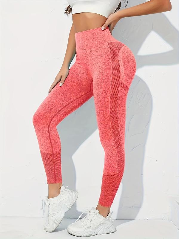 Women's Solid Color Textured Ruched High Waist Sports Leggings, High Stretch Casual Comfy Breathable Skinny Pants for Yoga Gym Workout Running, Tummy Control Butt Lifting  Sportswear for All Seasons 5